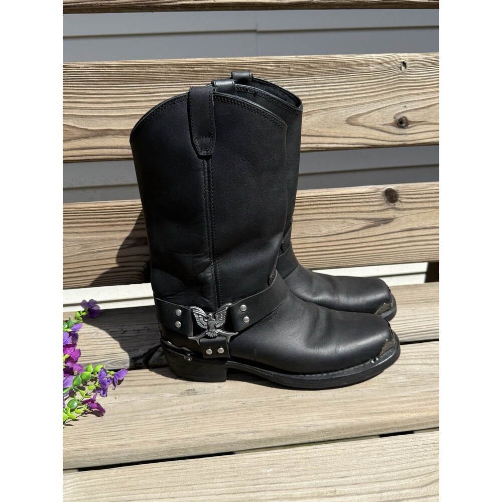 Dingo Eagle Harness Boots Mens 12 Black Leather Motorcycle Square Toe DI19053